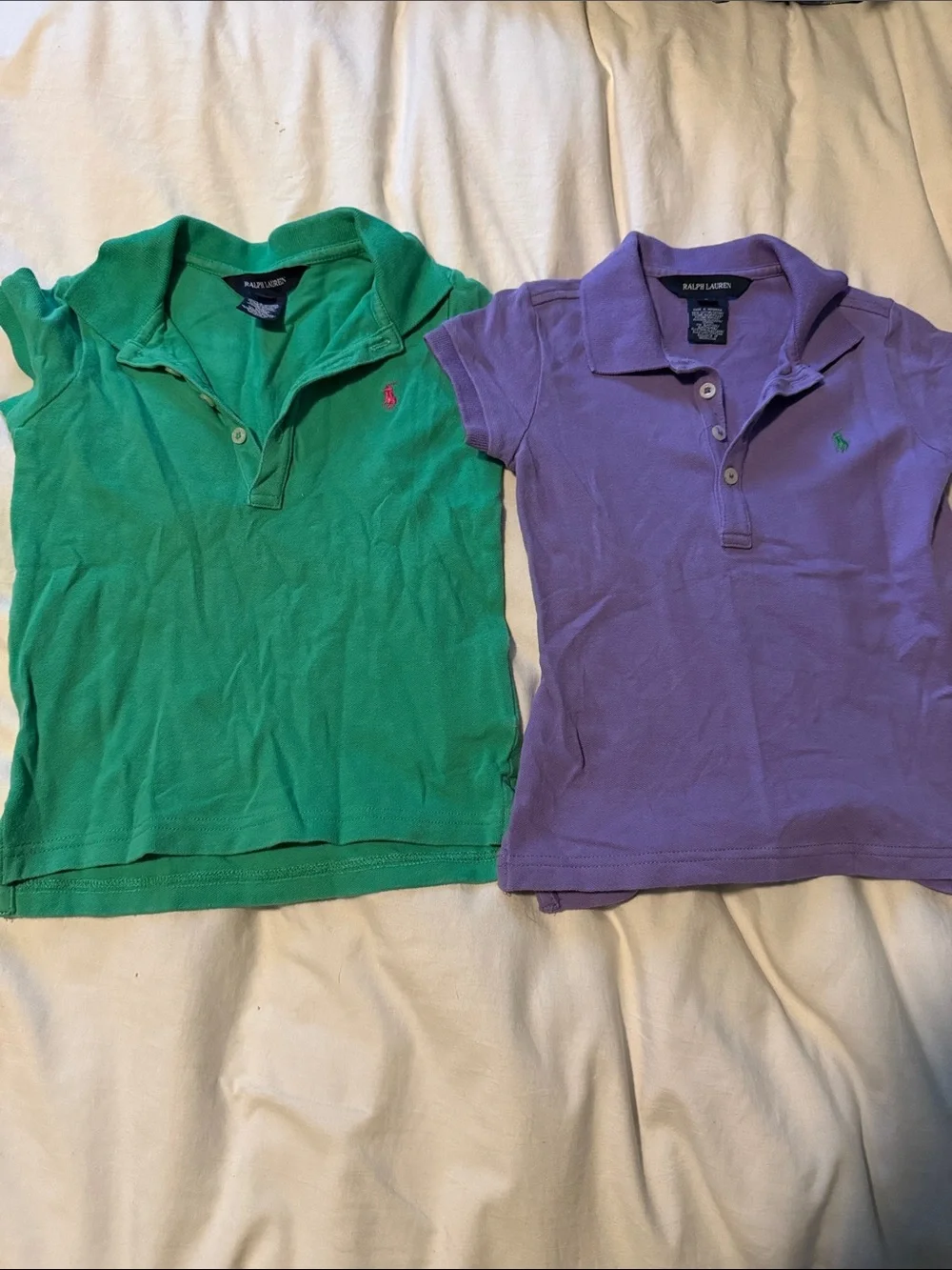 Ralph Lauren Kids Polo Tops in Green and Lavender Purple